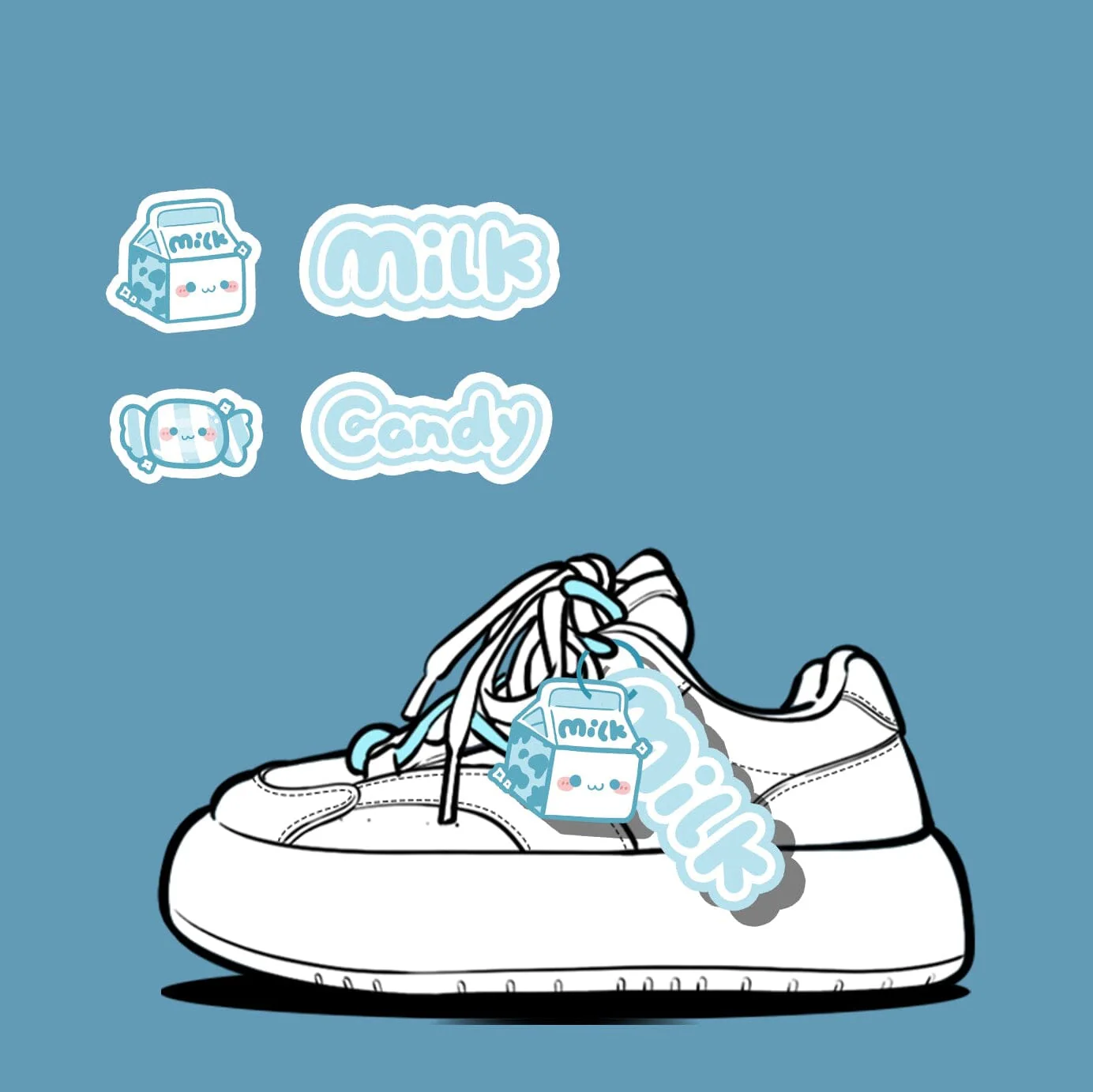 Baby Blue Milk Carton and Candy Chunky Casual Sneakers – Women's - Image 9