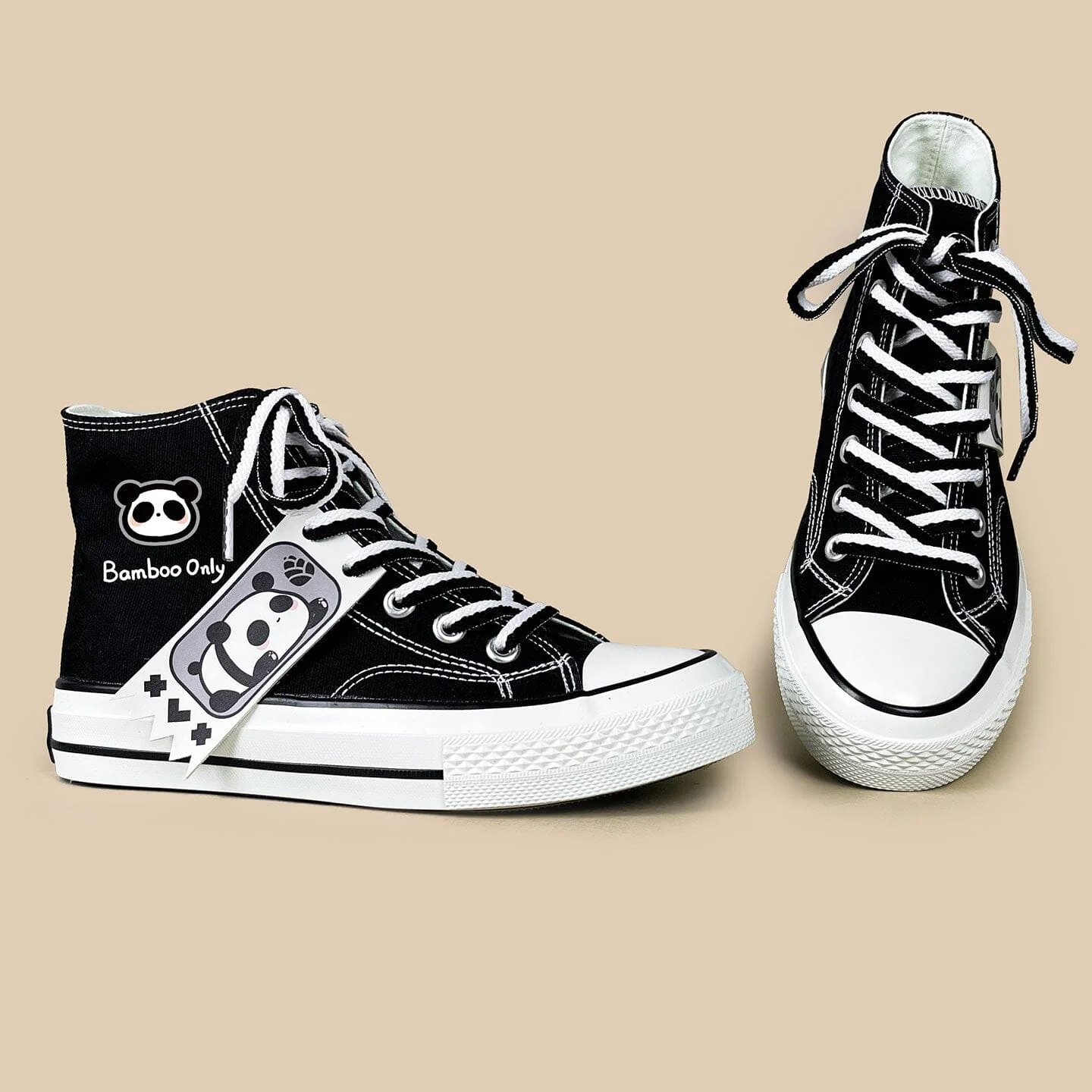 Bamboo Only Panda High Top Canvas Shoes - Unisex - Image 4