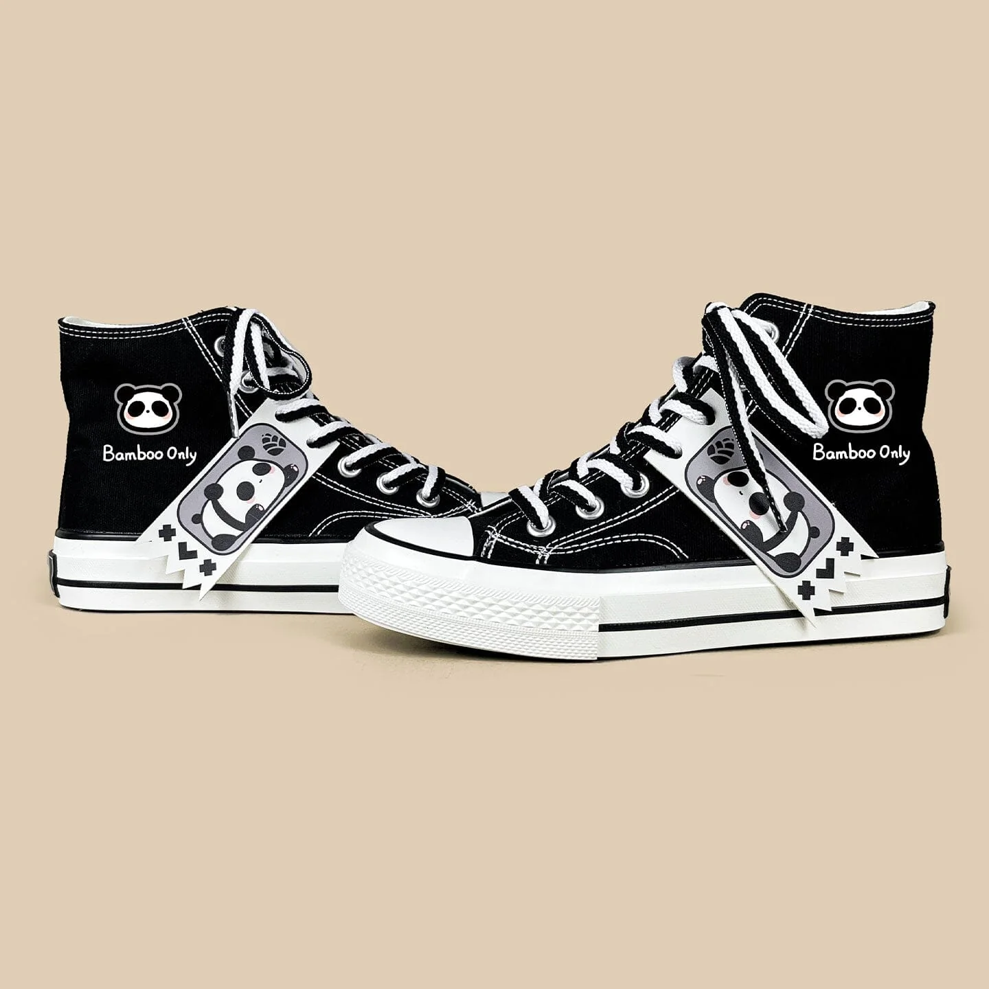 Bamboo Only Panda High Top Canvas Shoes - Unisex - Image 5