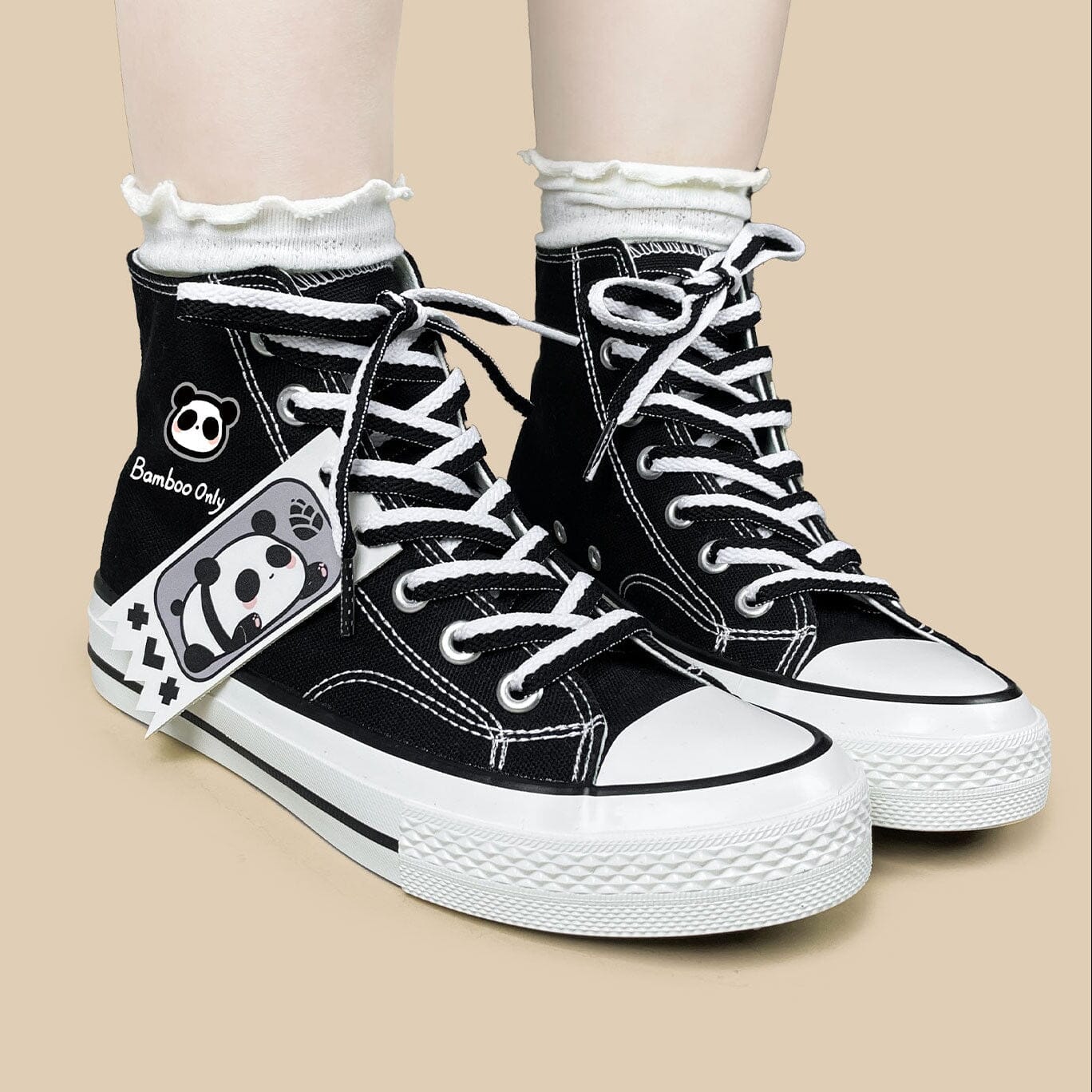 Bamboo Only Panda High Top Canvas Shoes - Unisex - Image 7