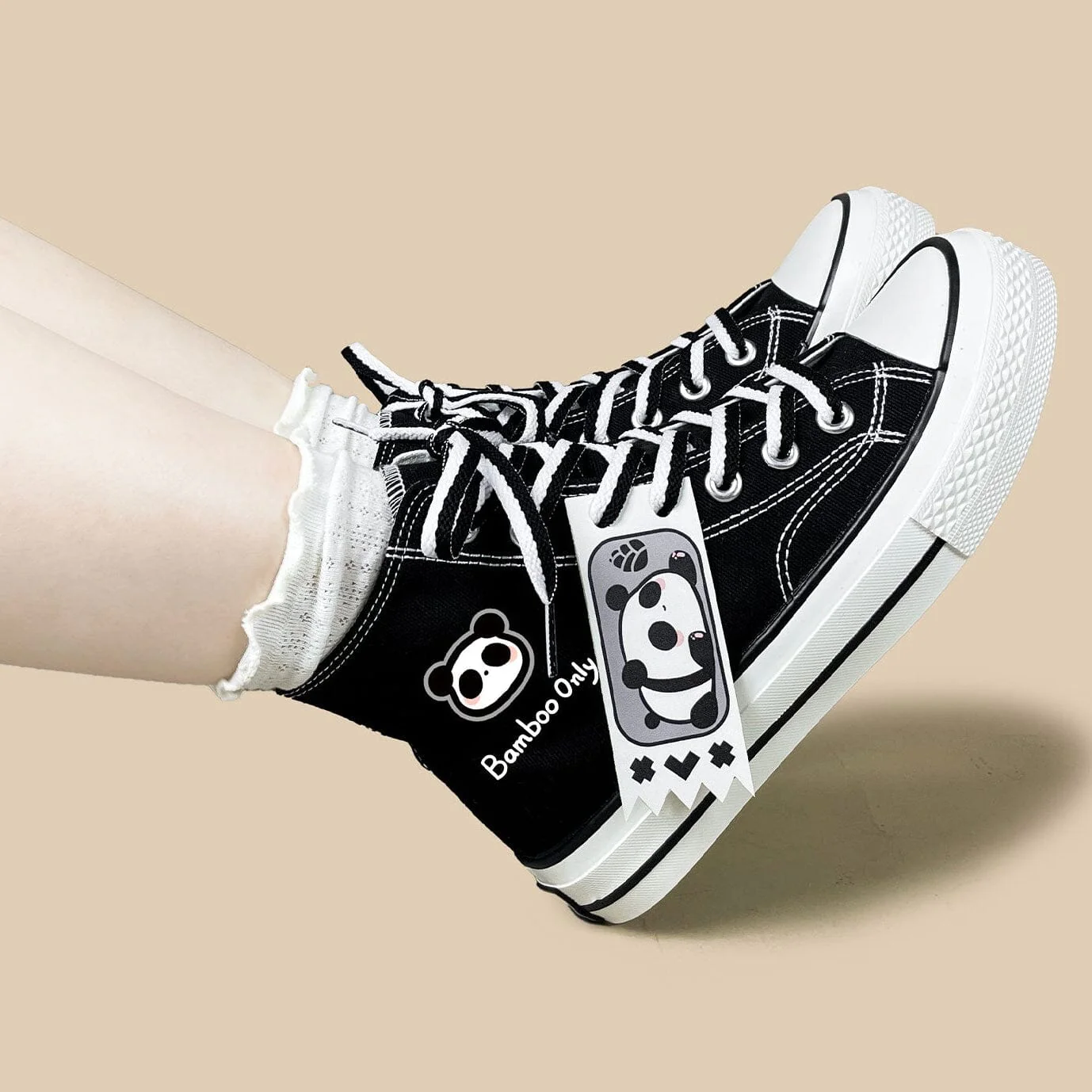 Bamboo Only Panda High Top Canvas Shoes - Unisex - Image 8