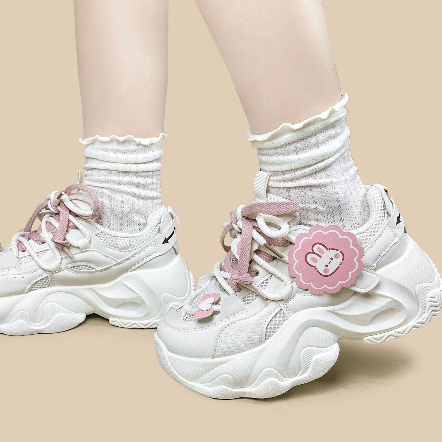 Blush Bunny Charm Chunky Sneakers - Unisex - Image 11