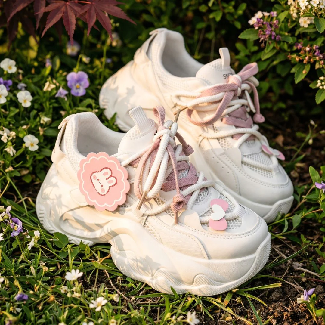 Blush Bunny Charm Chunky Sneakers - Unisex - Image 3