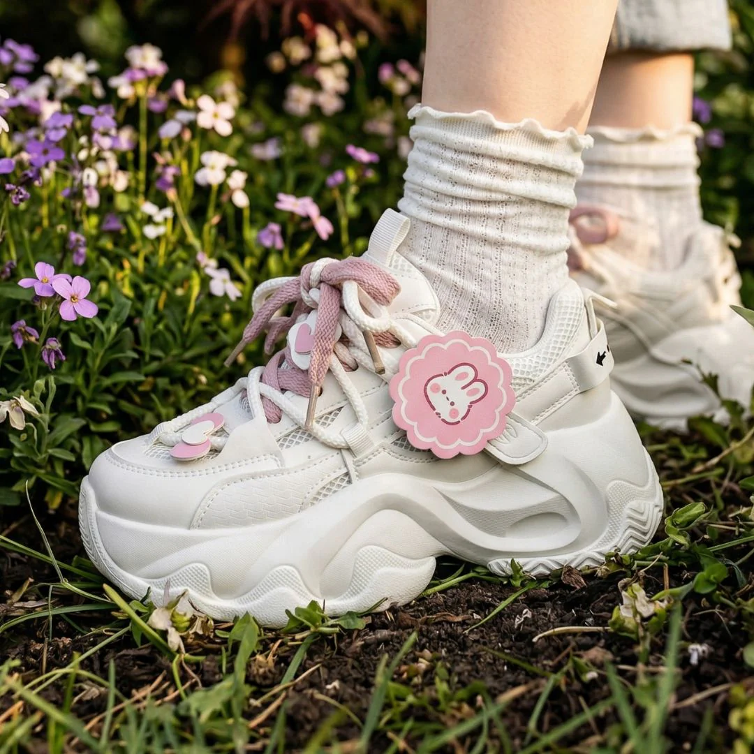 Blush Bunny Charm Chunky Sneakers - Unisex - Image 4