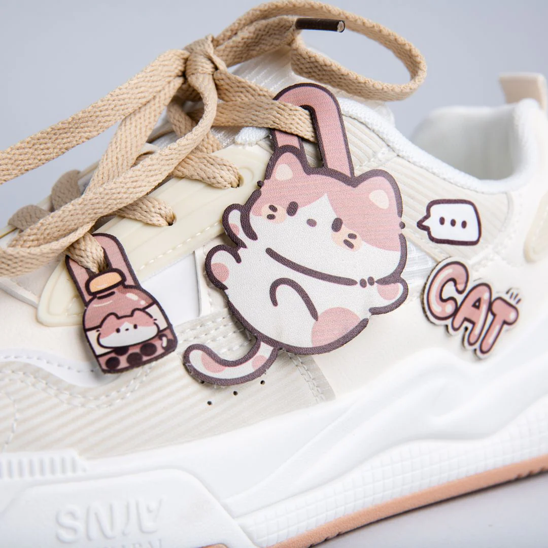 Boba Lovin Chubby Kitty White Sneakers - Women's - Image 2