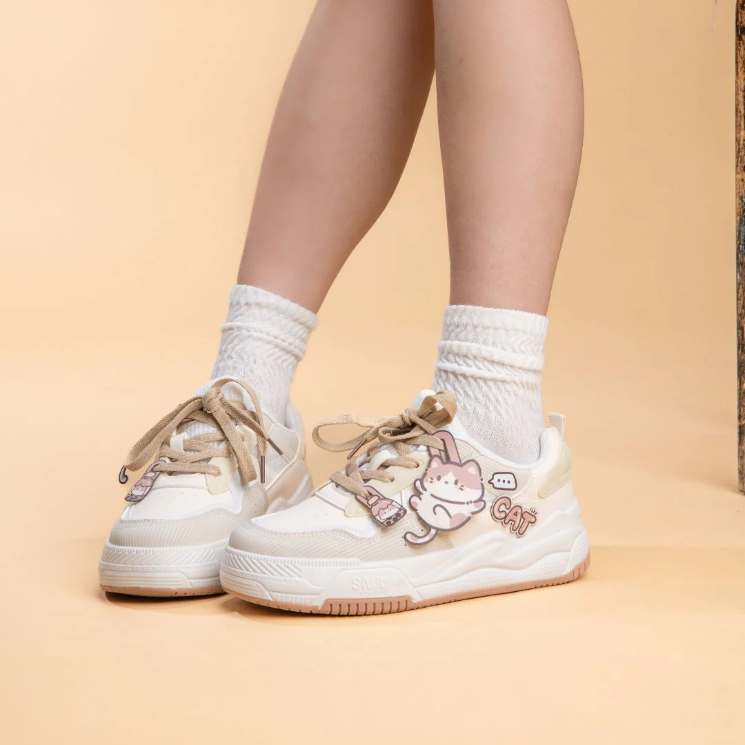Boba Lovin Chubby Kitty White Sneakers - Women's - Image 6