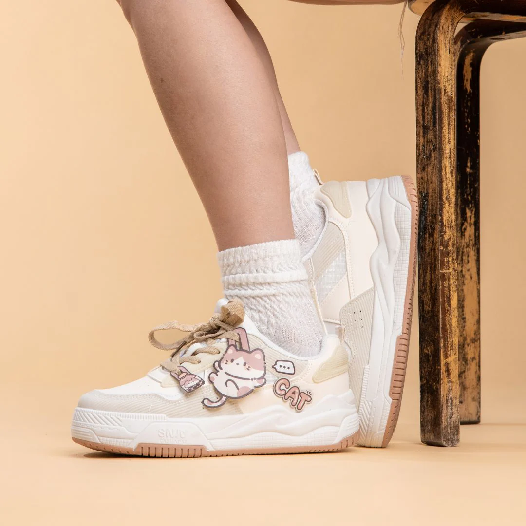 Boba Lovin Chubby Kitty White Sneakers - Women's - Image 7