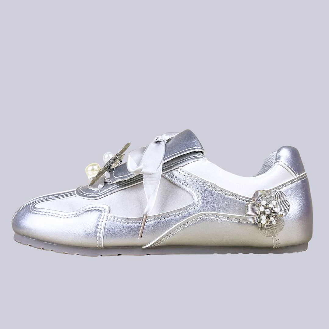 Celestial Metallic Silver Pearl Bloom Sneakers - Women's - Image 2