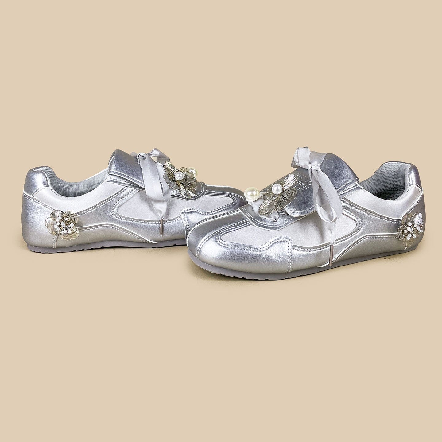 Celestial Metallic Silver Pearl Bloom Sneakers - Women's - Image 5