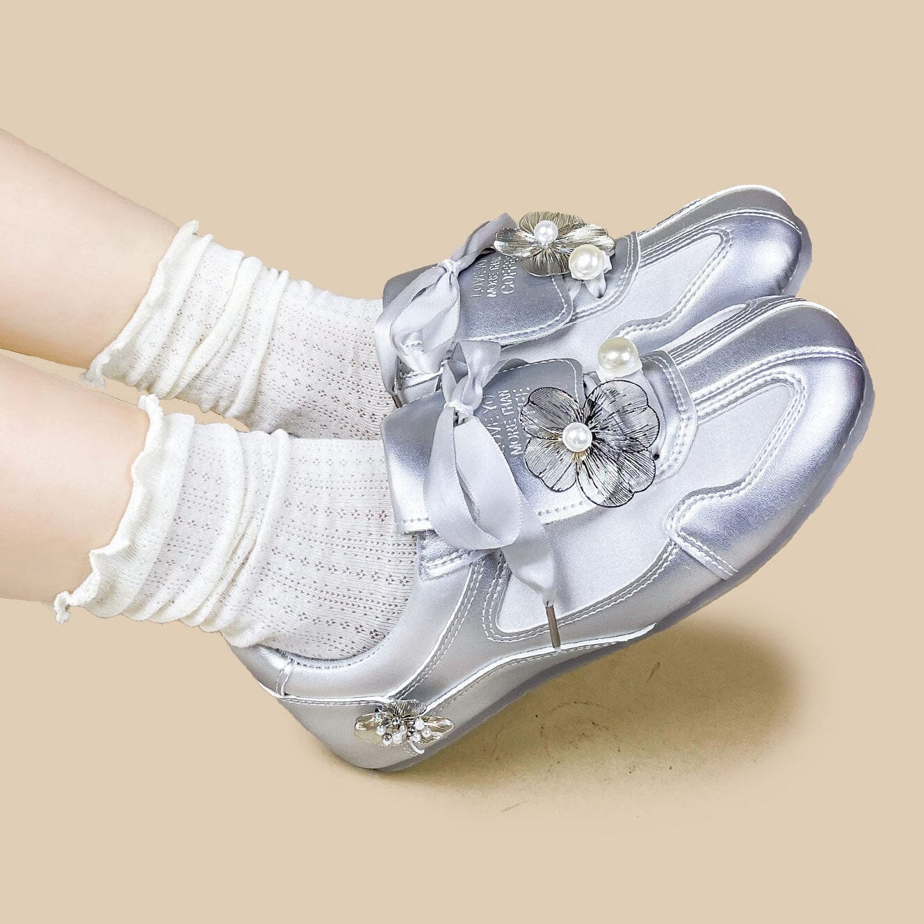 Celestial Metallic Silver Pearl Bloom Sneakers - Women's - Image 7