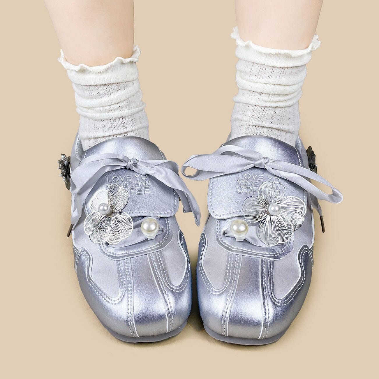 Celestial Metallic Silver Pearl Bloom Sneakers - Women's - Image 8