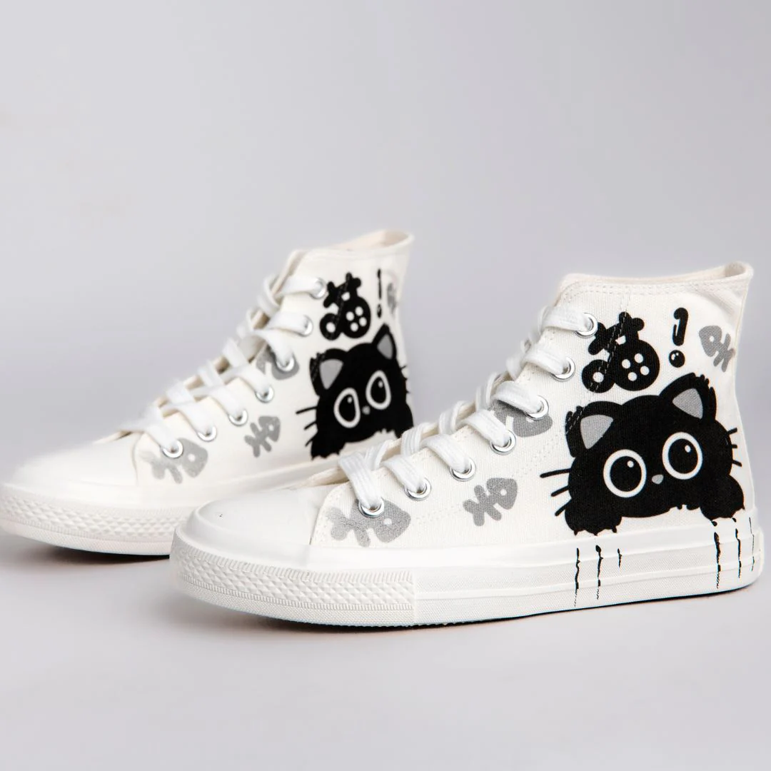 *CLEARANCE* Boo the Black Kitty High Top Canvas Shoes - Women's - Image 8