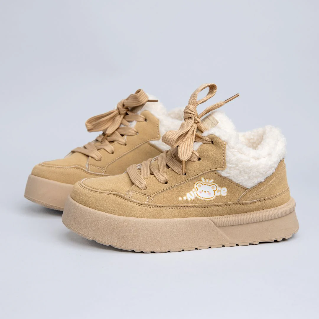 Cozy Bear Ultra Chunky Beige Mid Top Shoes - Women's - Image 3