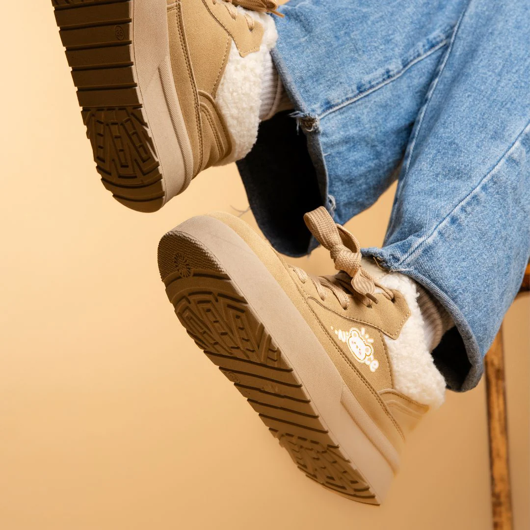 Cozy Bear Ultra Chunky Beige Mid Top Shoes - Women's - Image 9
