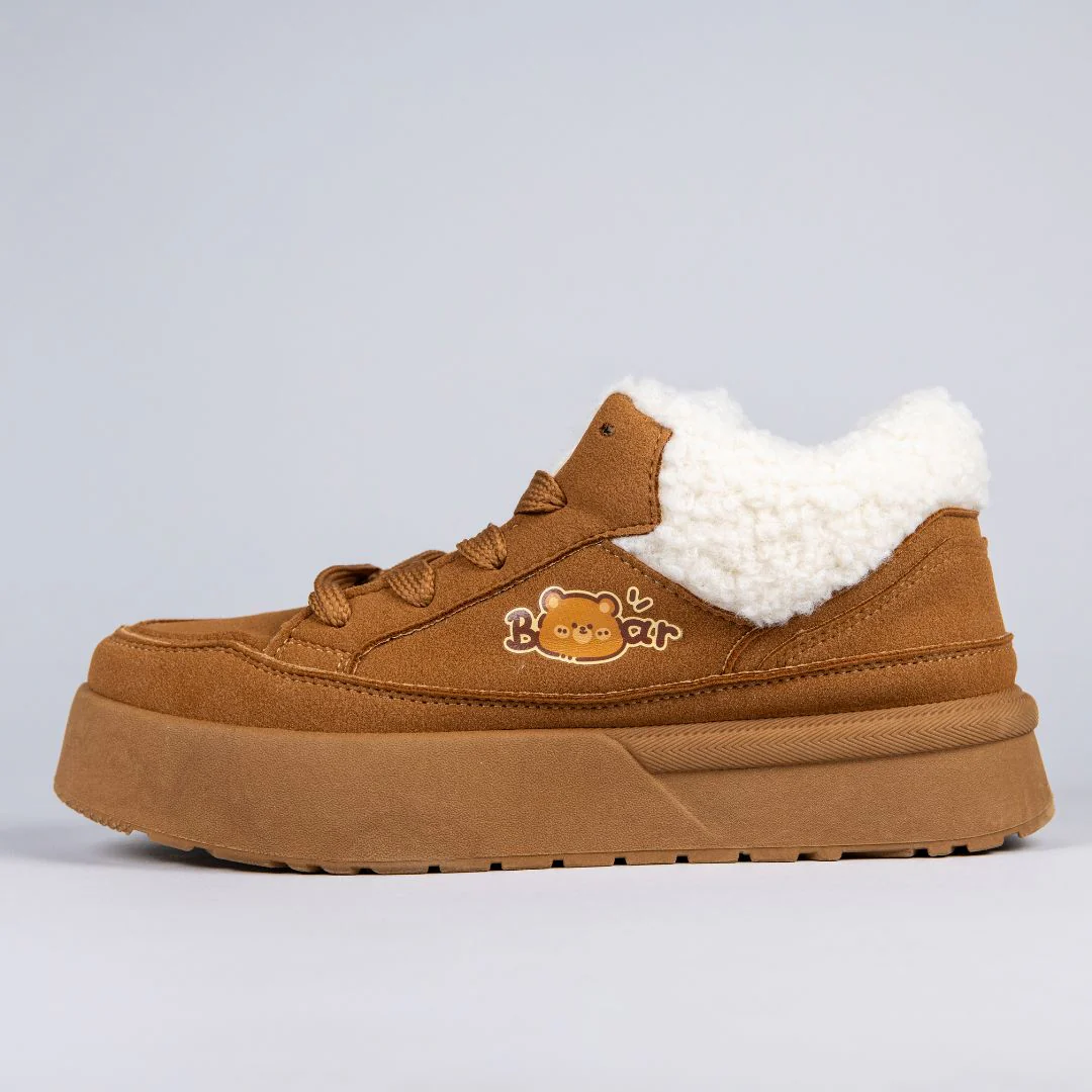 *CLEARANCE* Cozy Bear Ultra Chunky Brown Mid Top Shoes - Women's