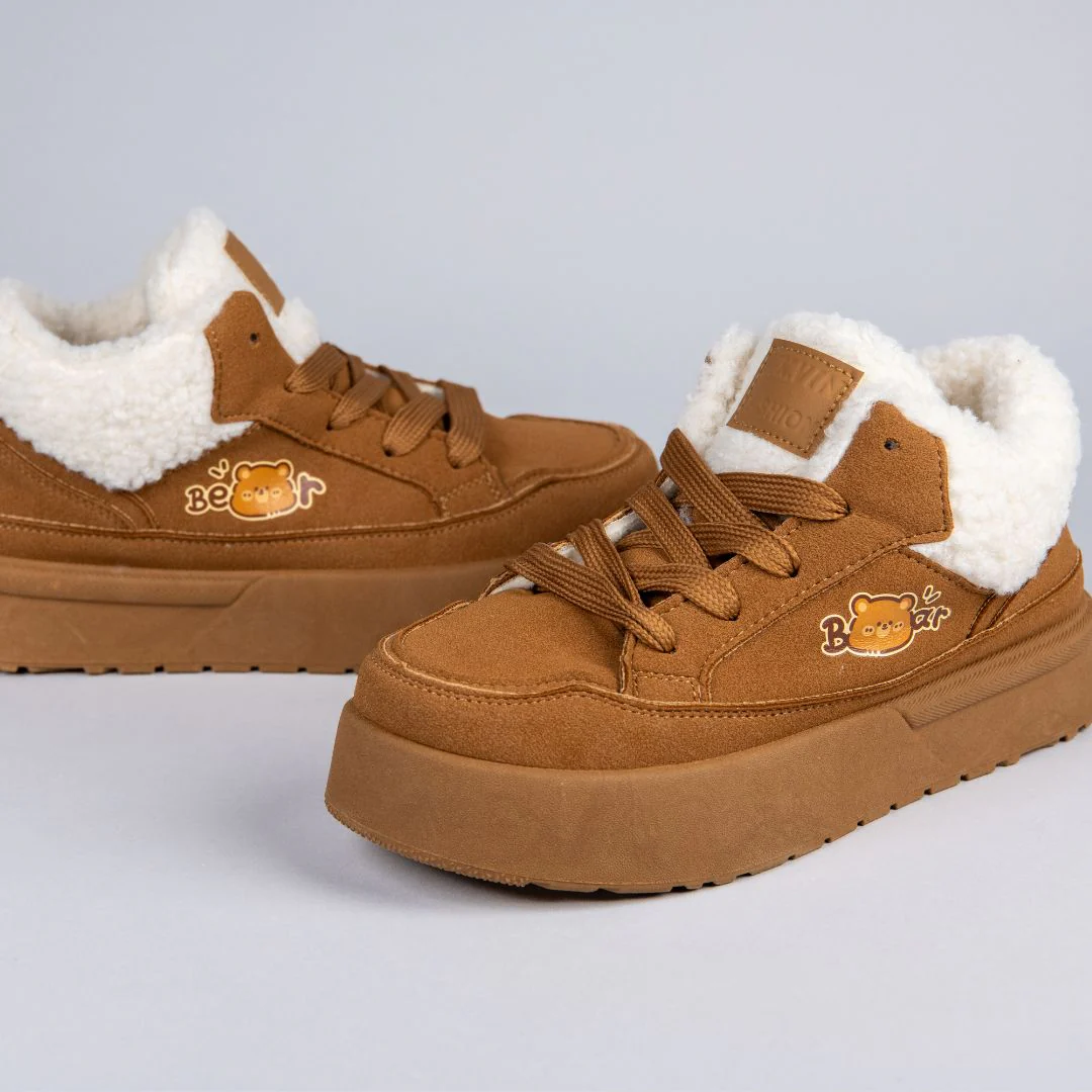 *CLEARANCE* Cozy Bear Ultra Chunky Brown Mid Top Shoes - Women's - Image 4