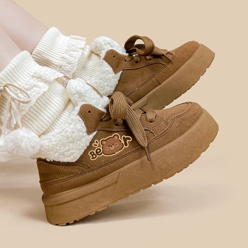 *CLEARANCE* Cozy Bear Ultra Chunky Brown Mid Top Shoes - Women's - Image 7