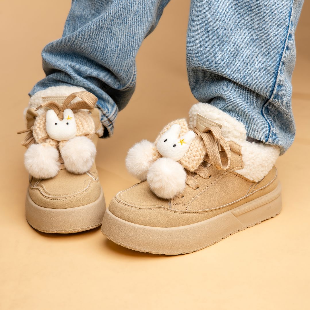 Cozy Bunny Ultra Chunky Beige Mid Top Shoes - Women's - Image 8