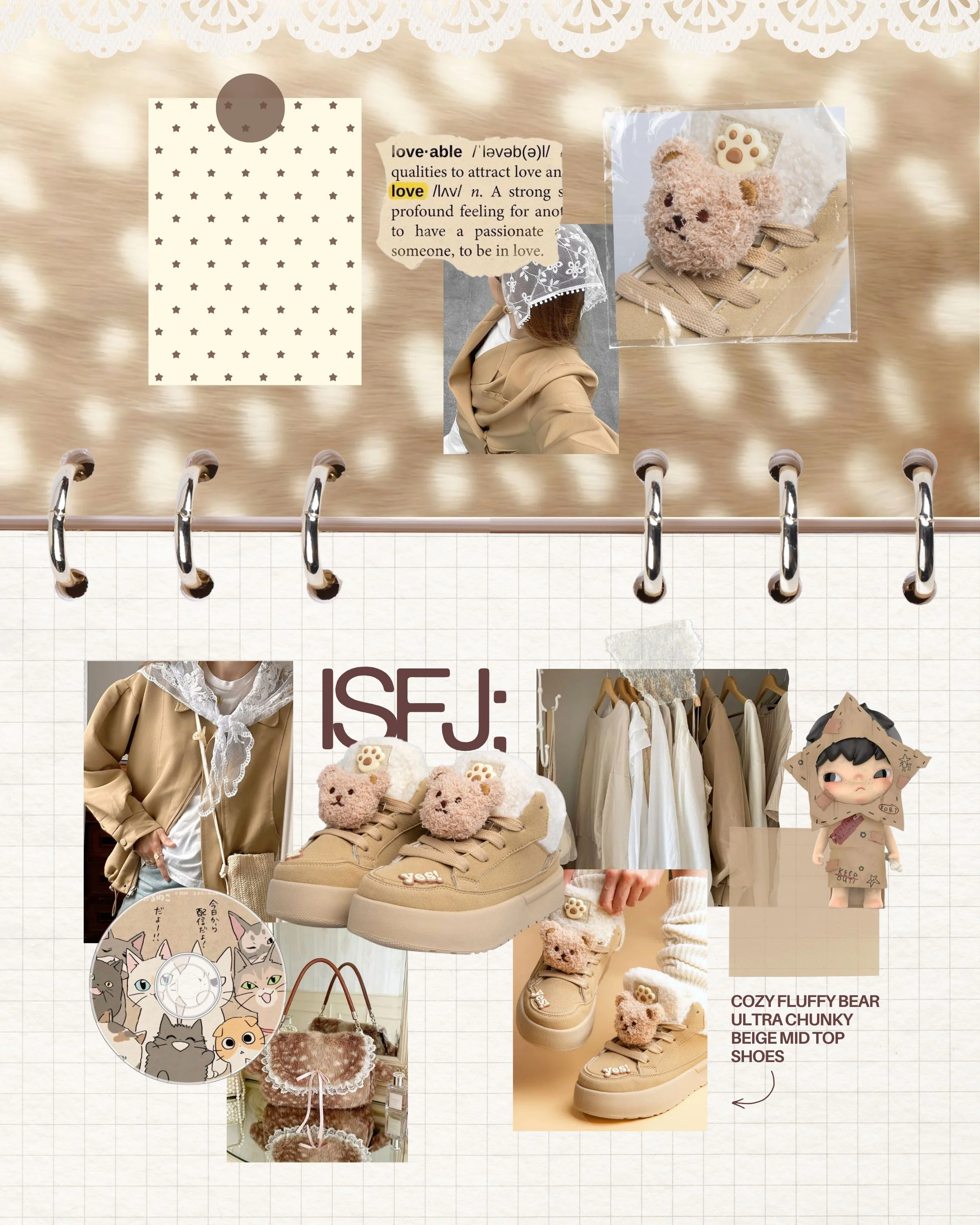 Cozy Fluffy Bear Ultra Chunky Beige Mid Top Shoes - Women's - Image 4