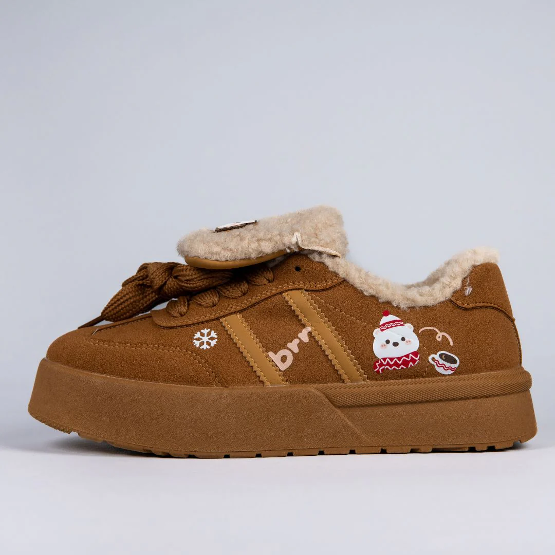 *CLEARANCE* Cozy Fluffy Polar Bear Fleece Lined Foldover Sneakers - Women's - Image 4
