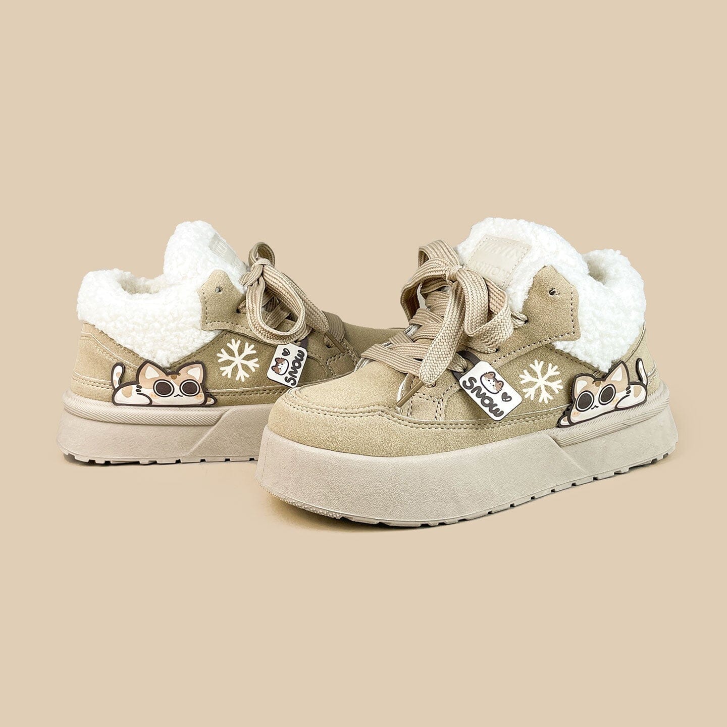 *CLEARANCE* Cozy Kitty Ultra Chunky Beige Mid Top Shoes - Women's - Image 7