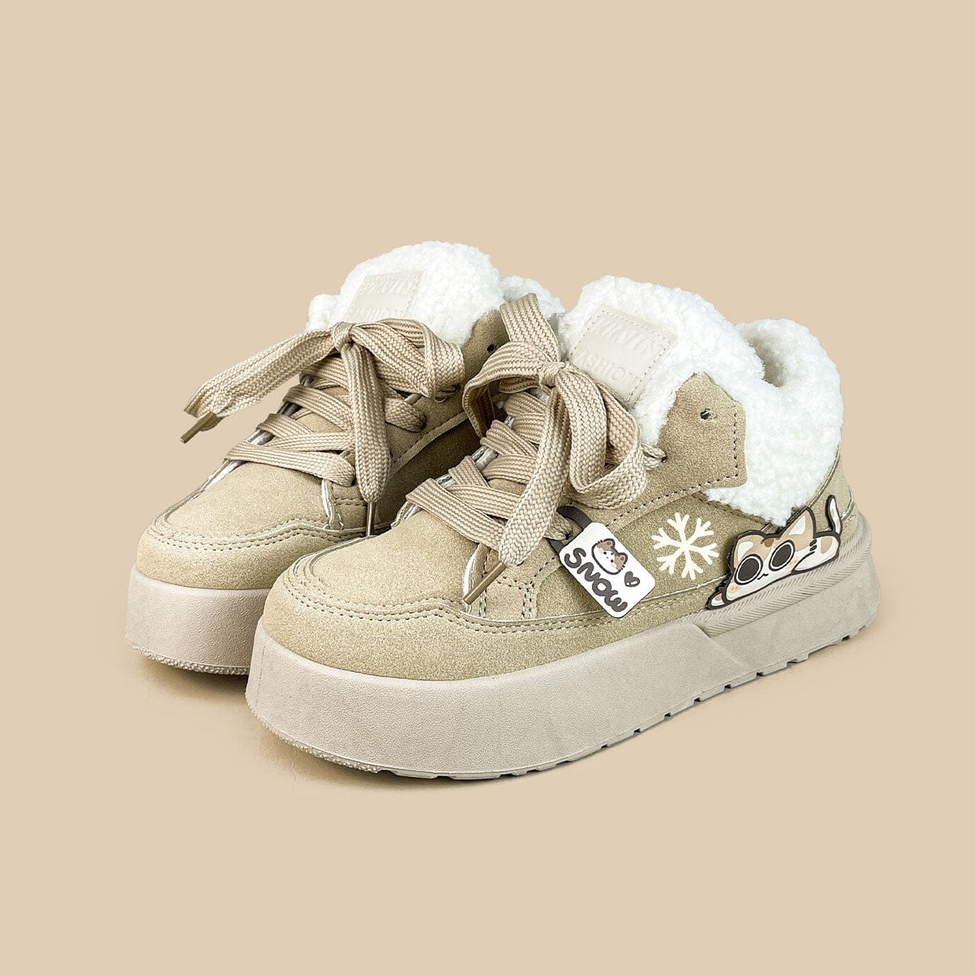*CLEARANCE* Cozy Kitty Ultra Chunky Beige Mid Top Shoes - Women's - Image 8