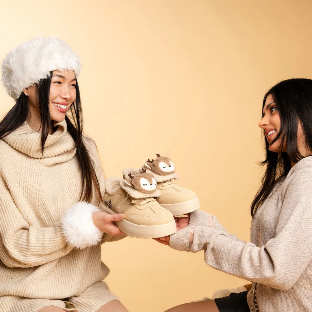 *CLEARANCE* Cozy Sleepy Reindeer Chunky Beige Foldover Shoes - Women's - Image 10
