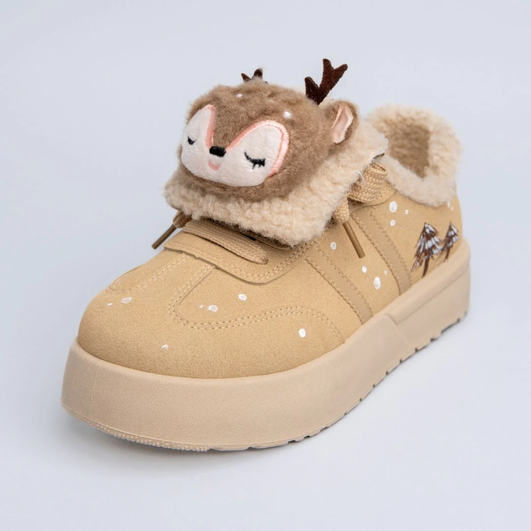 *CLEARANCE* Cozy Sleepy Reindeer Chunky Beige Foldover Shoes - Women's - Image 4