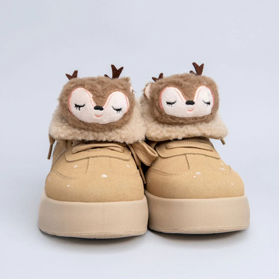 *CLEARANCE* Cozy Sleepy Reindeer Chunky Beige Foldover Shoes - Women's - Image 5
