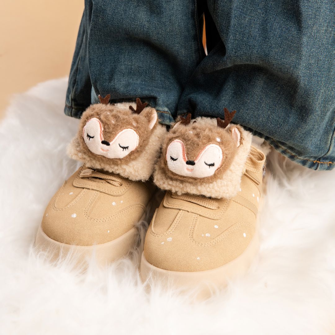 *CLEARANCE* Cozy Sleepy Reindeer Chunky Beige Foldover Shoes - Women's - Image 8
