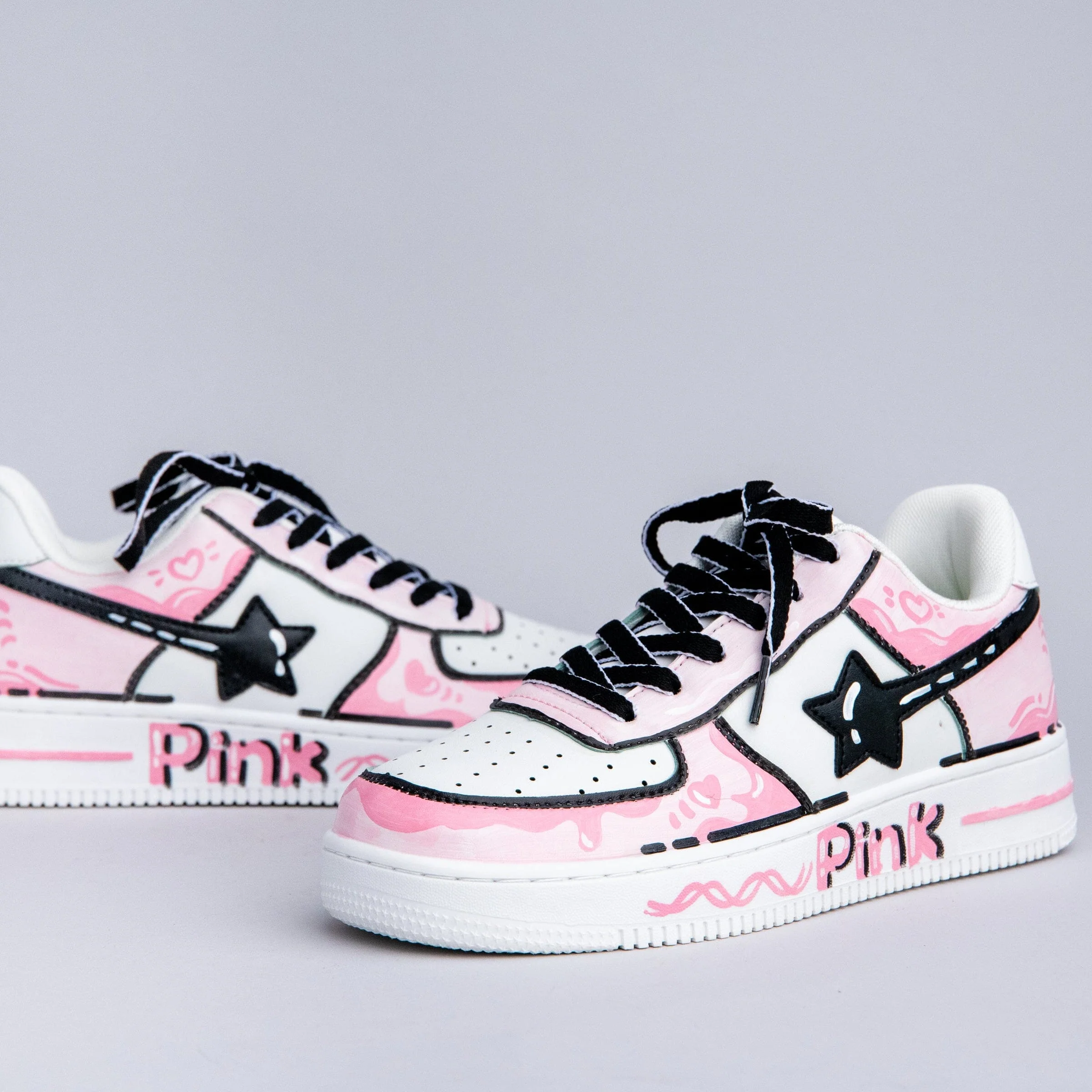 Hand Painted Pink Casual White Shoes - Unisex - Image 4