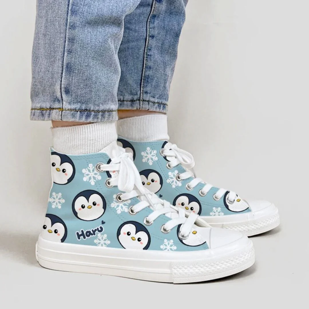 *CLEARANCE* Haru the Penguin High Top Canvas Shoes - Unisex - Image 4