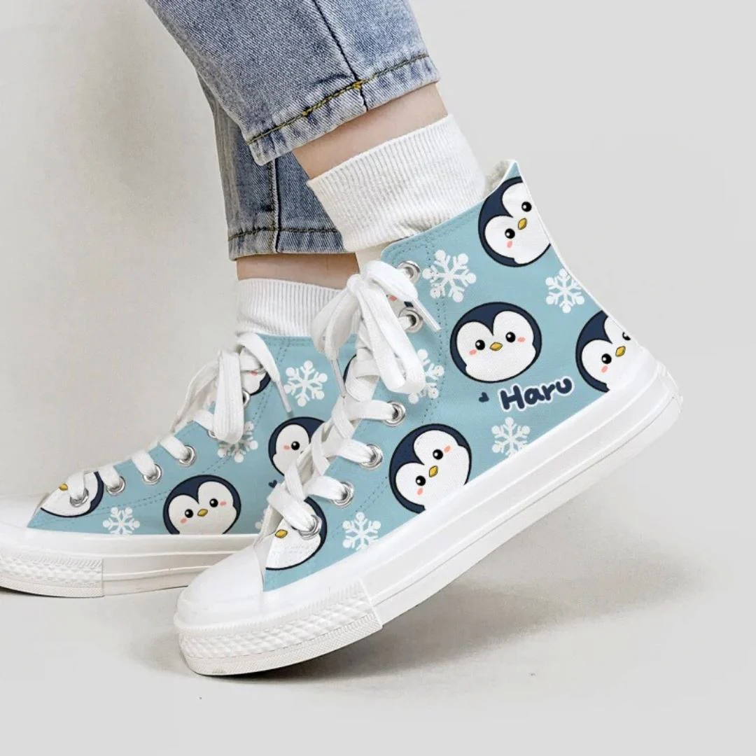 *CLEARANCE* Haru the Penguin High Top Canvas Shoes - Unisex - Image 5