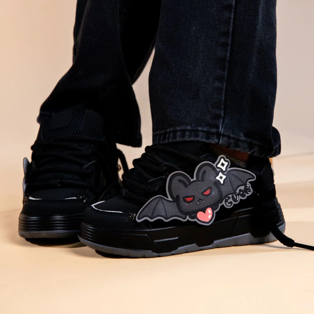 Kawaii Bat Midnight Black Chunky Shoes - Unisex - Image 7