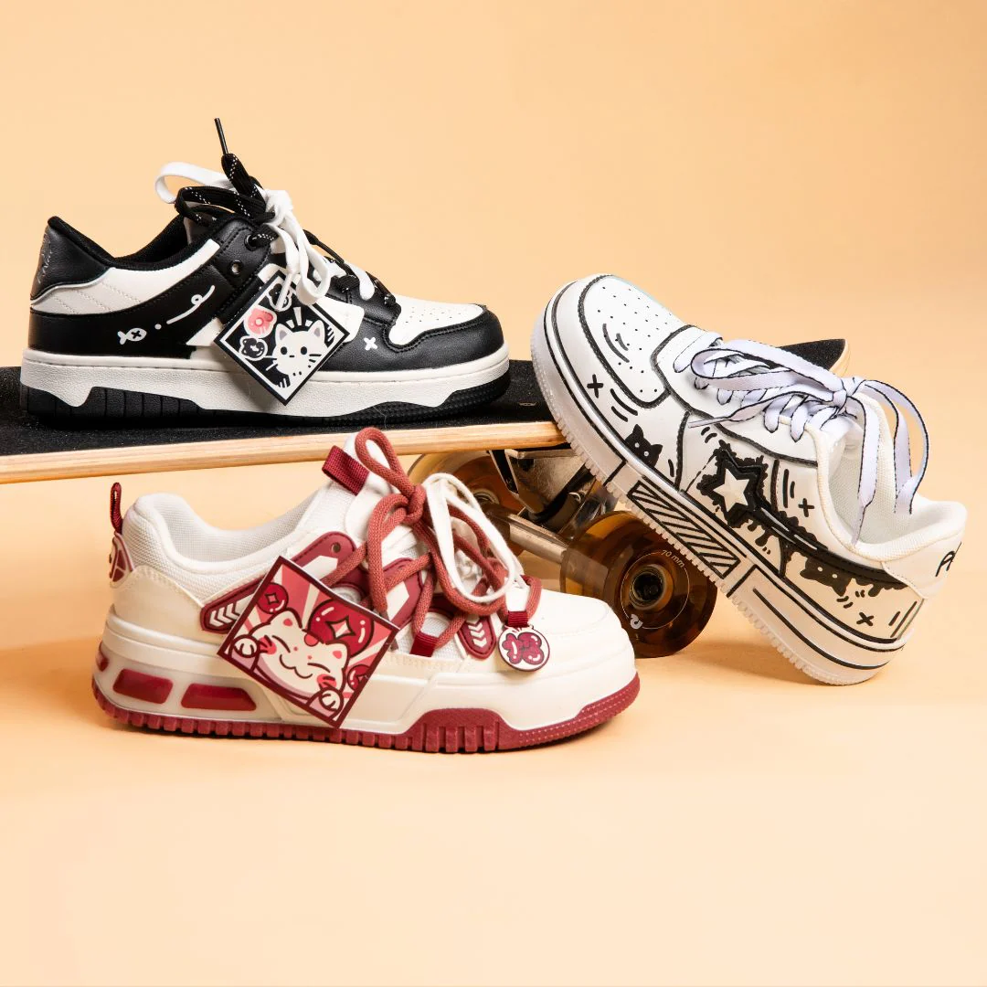 Kawaii Cat Chunky Black Shoes - Unisex - Image 12