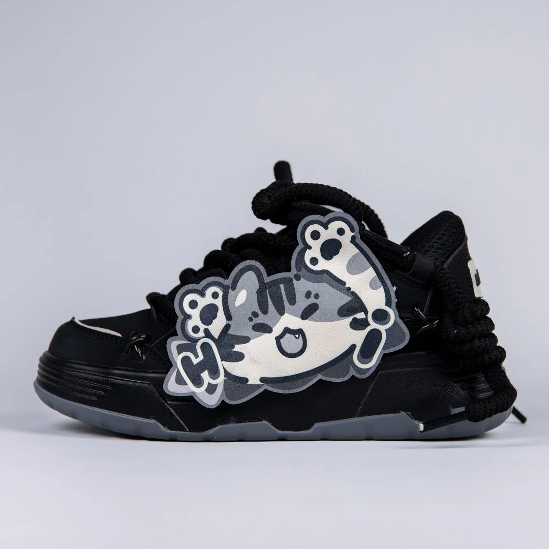 *CLEARANCE* Kawaii Neko Midnight Black Chunky Shoes - Unisex