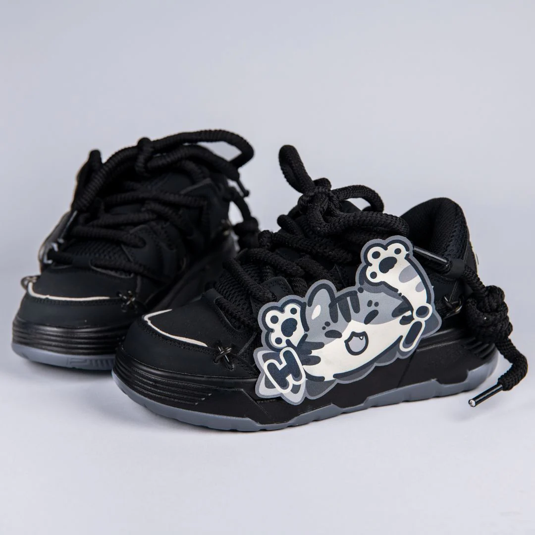 *CLEARANCE* Kawaii Neko Midnight Black Chunky Shoes - Unisex - Image 3