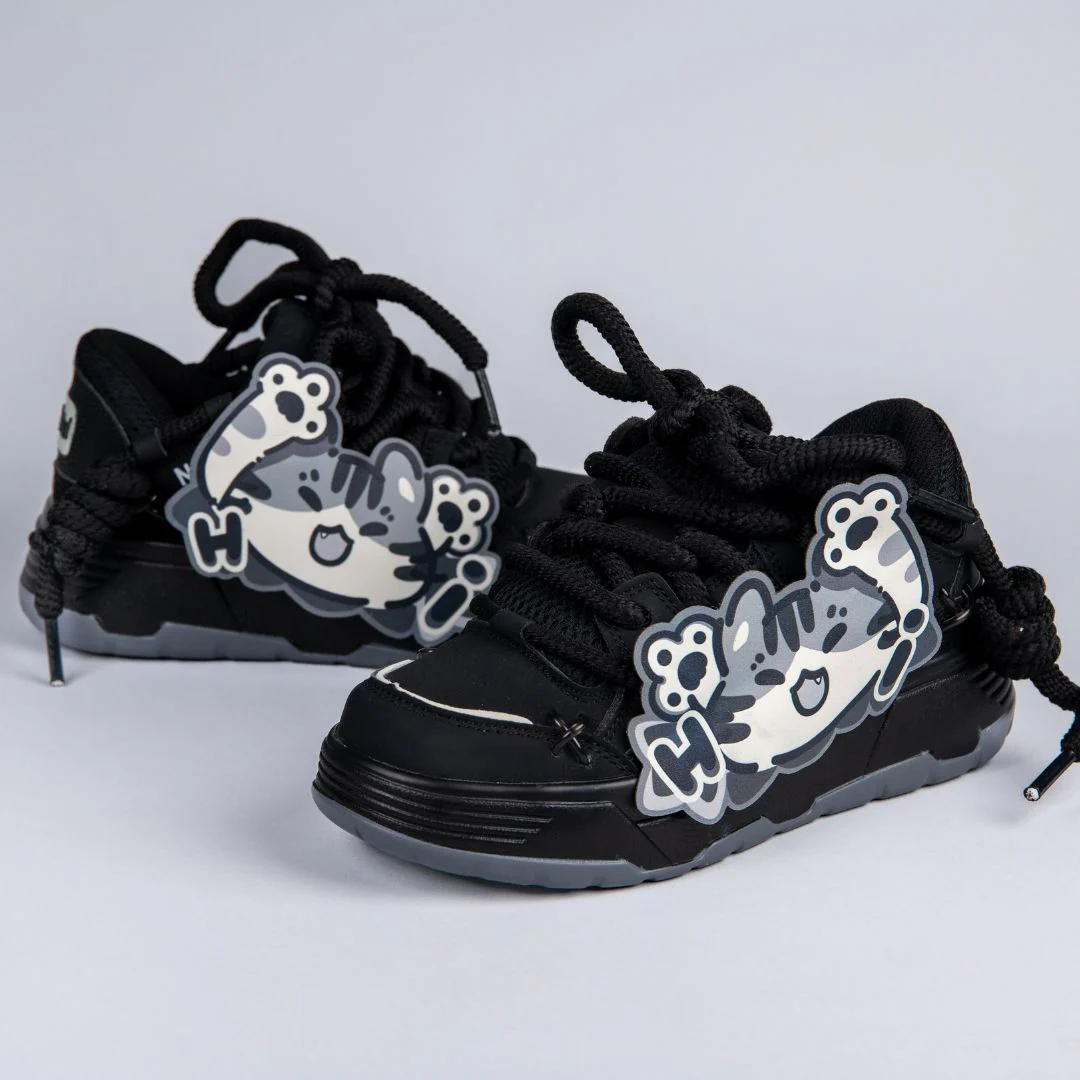 *CLEARANCE* Kawaii Neko Midnight Black Chunky Shoes - Unisex - Image 4