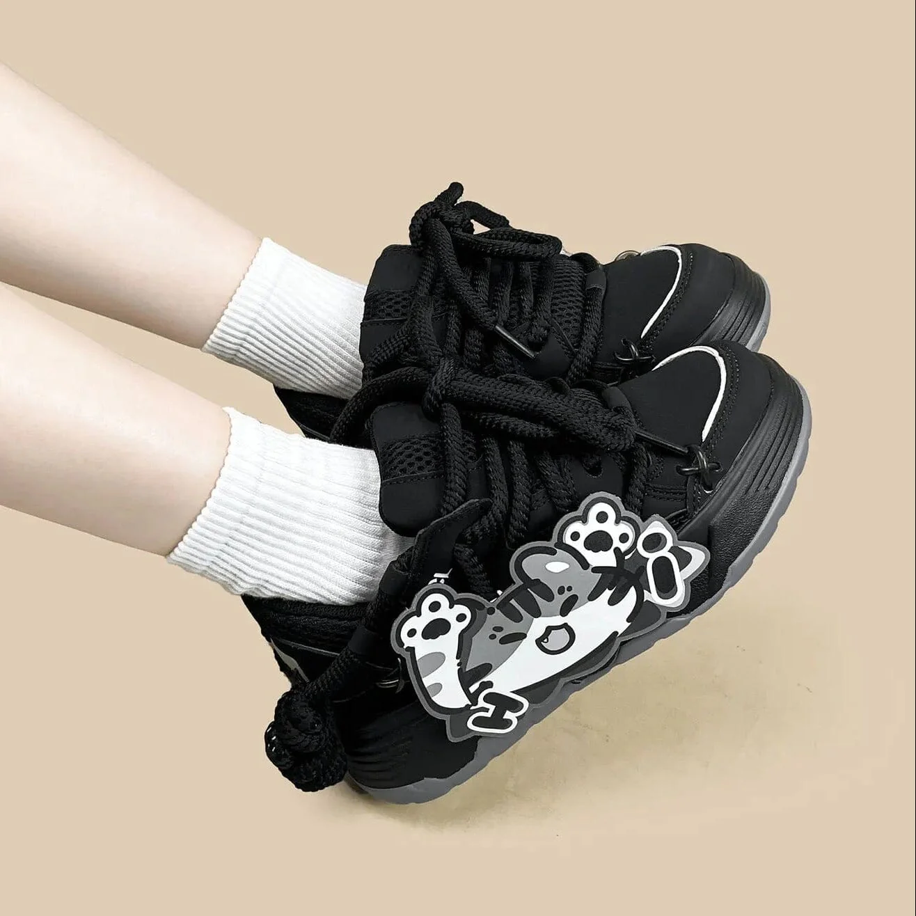 *CLEARANCE* Kawaii Neko Midnight Black Chunky Shoes - Unisex - Image 7