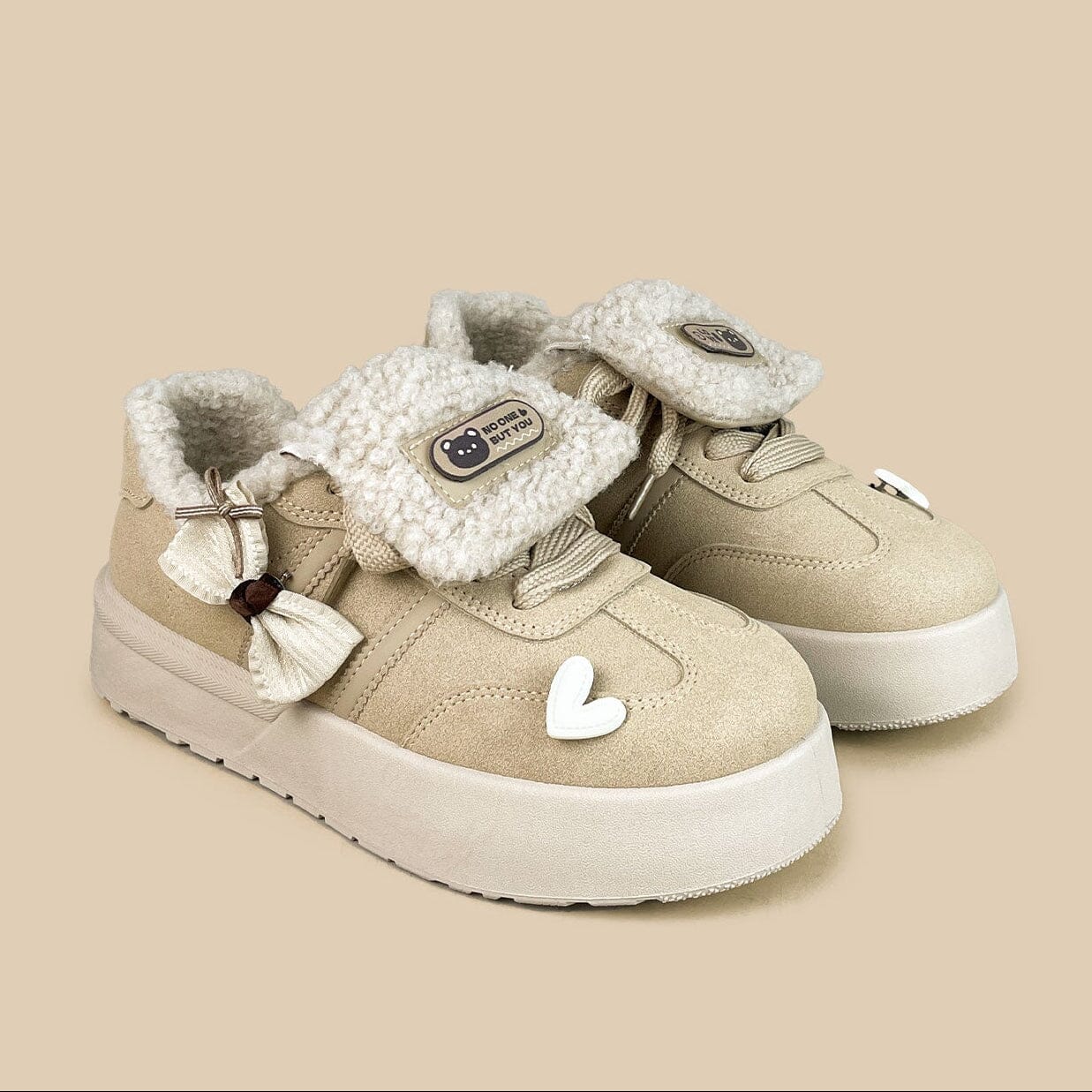 *CLEARANCE* Loving Bear Chunky Beige Foldover Shoes - Women's - Image 2