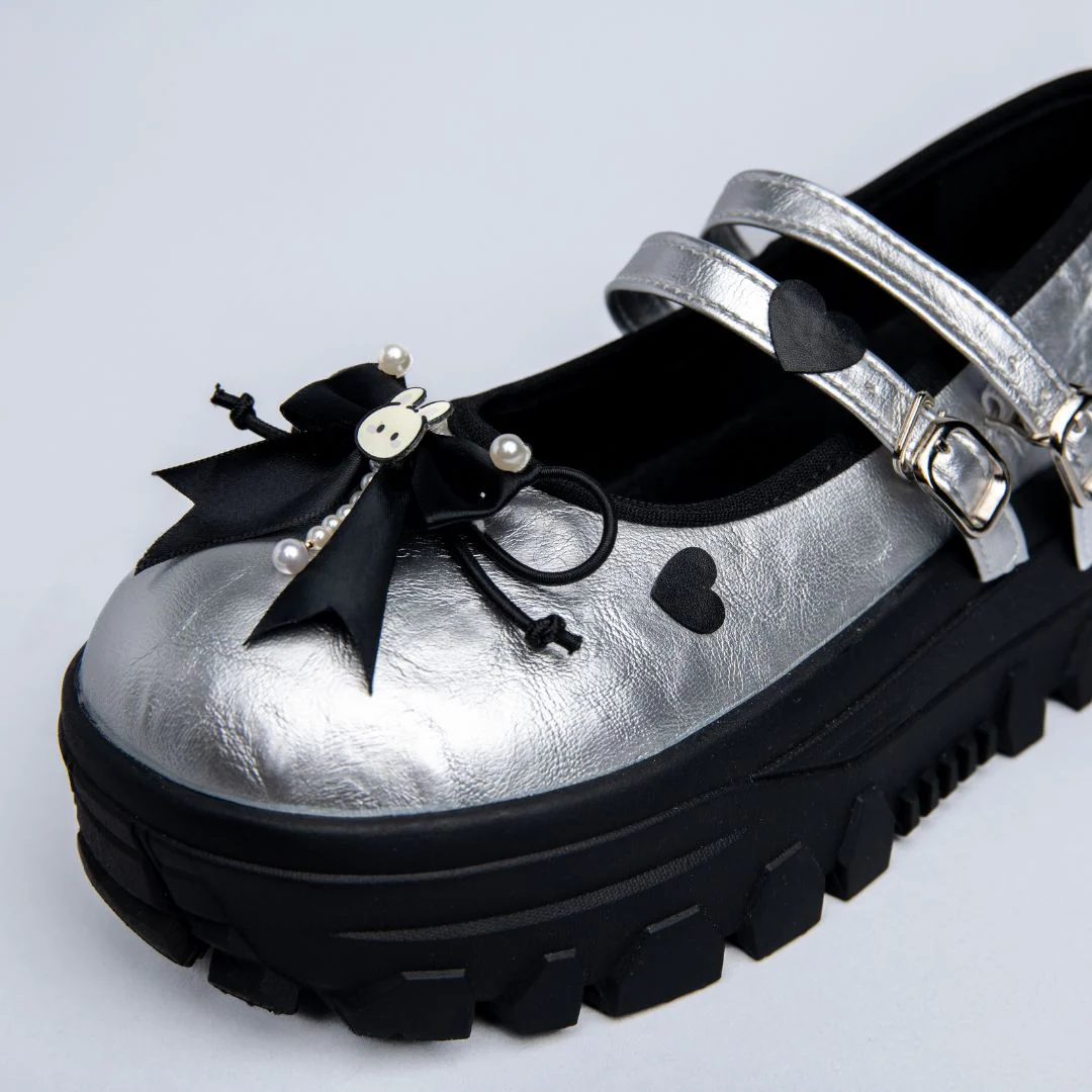 *CLEARANCE* Moonlight Silver Bunny Mary Janes Platform Sneakers - Women's - Image 2