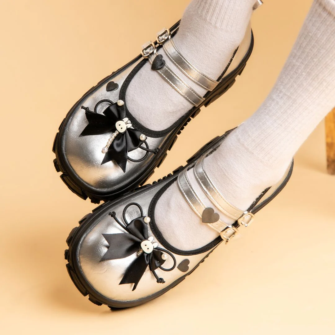*CLEARANCE* Moonlight Silver Bunny Mary Janes Platform Sneakers - Women's - Image 7