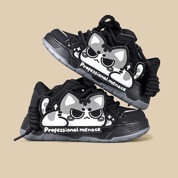 *CLEARANCE* Shadow Meow Chunky Casual Black Sneakers – Unisex - Image 2