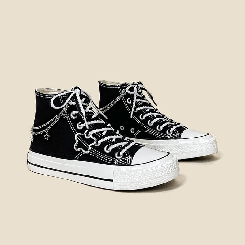 *CLEARANCE* Starry Night Black High Top Canvas Shoes - Unisex - Image 3