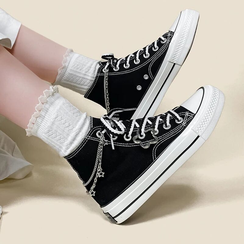*CLEARANCE* Starry Night Black High Top Canvas Shoes - Unisex - Image 4