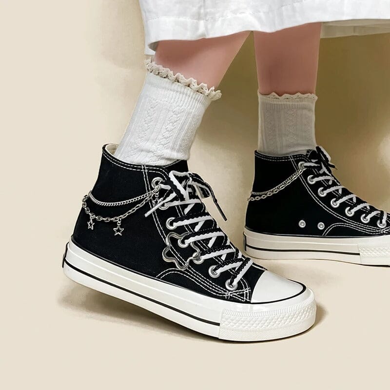 *CLEARANCE* Starry Night Black High Top Canvas Shoes - Unisex - Image 5