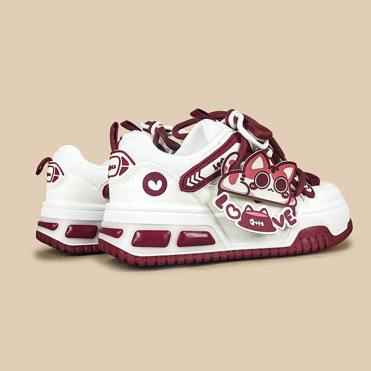 Sweetheart Meow Chunky Casual Red Sneakers – Unisex - Image 6