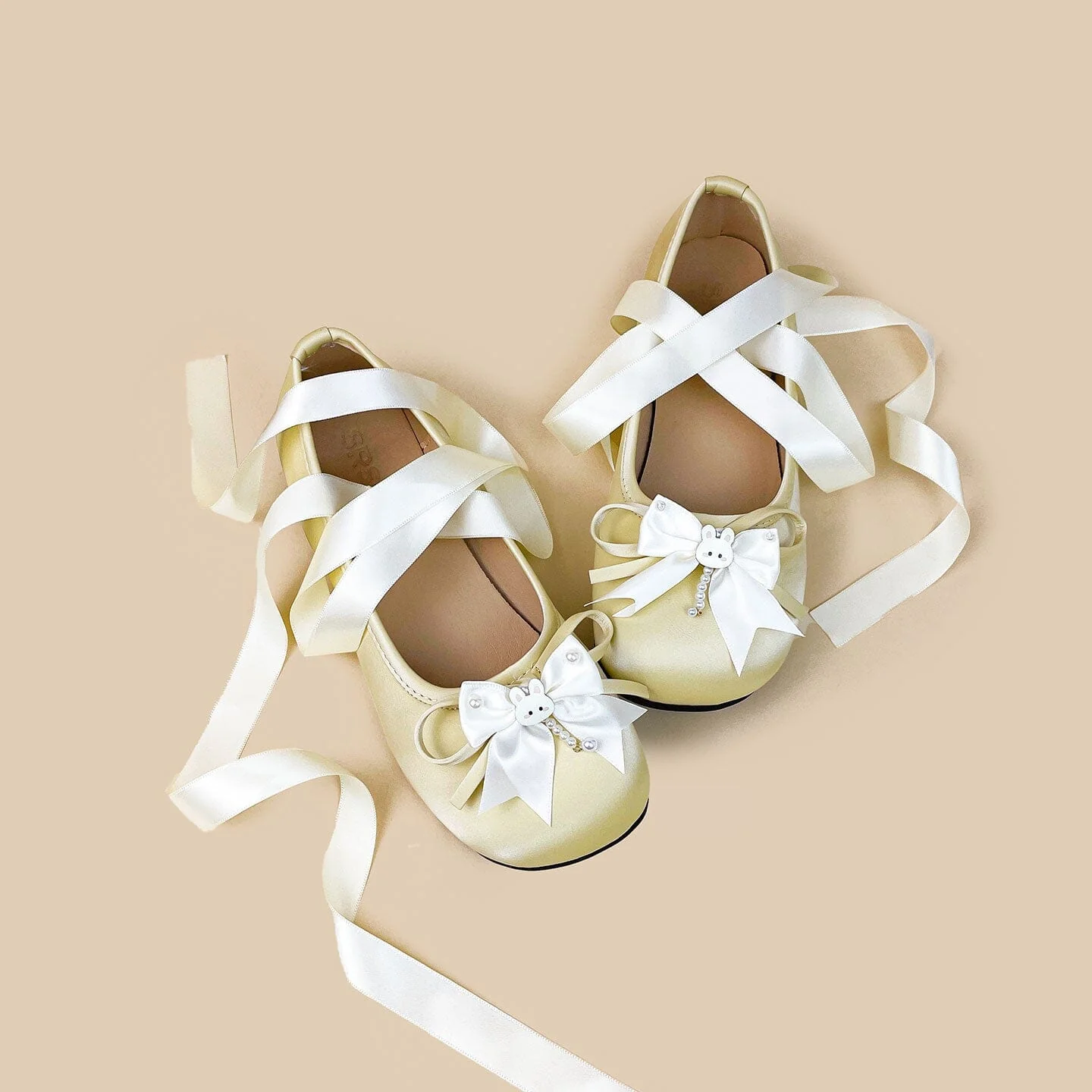 *CLEARANCE* Ultra Pretty Butter Yellow Bunny Satin Ribbon Ballet Flats - Women's - Image 8