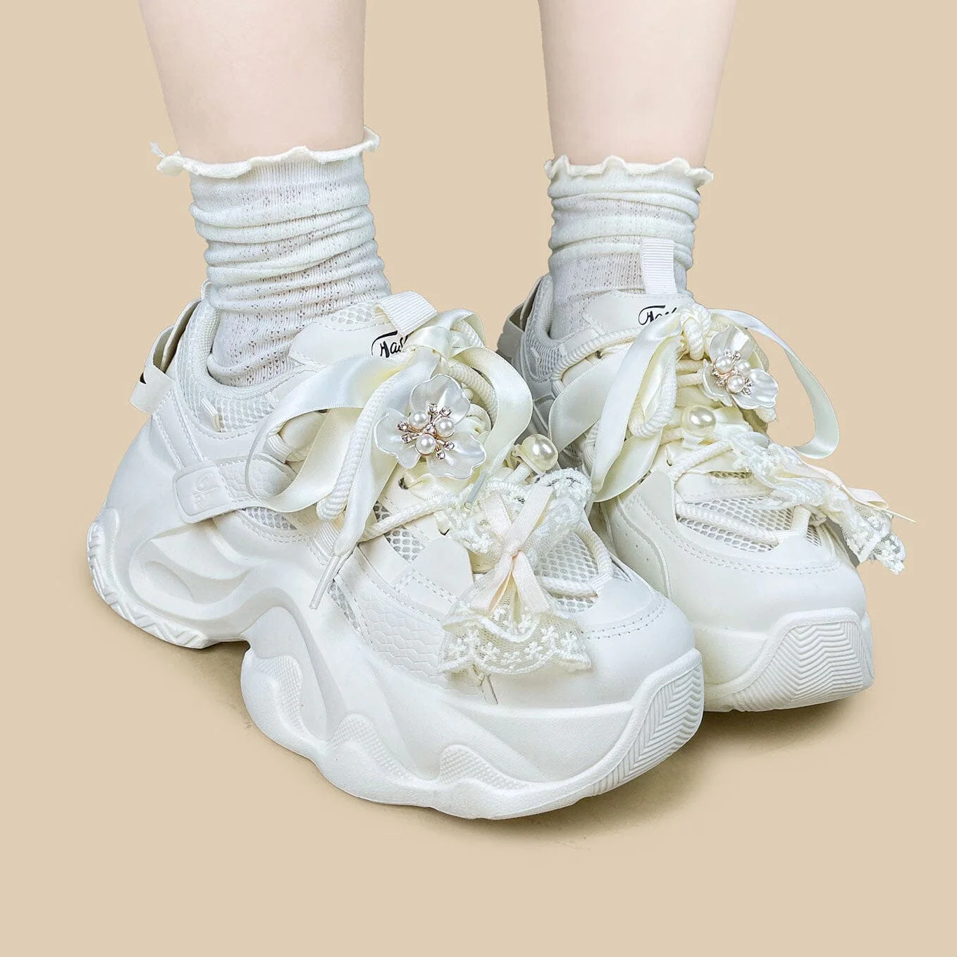 Coquette Pearl Cloud Chunky Sneakers - Unisex - Image 8