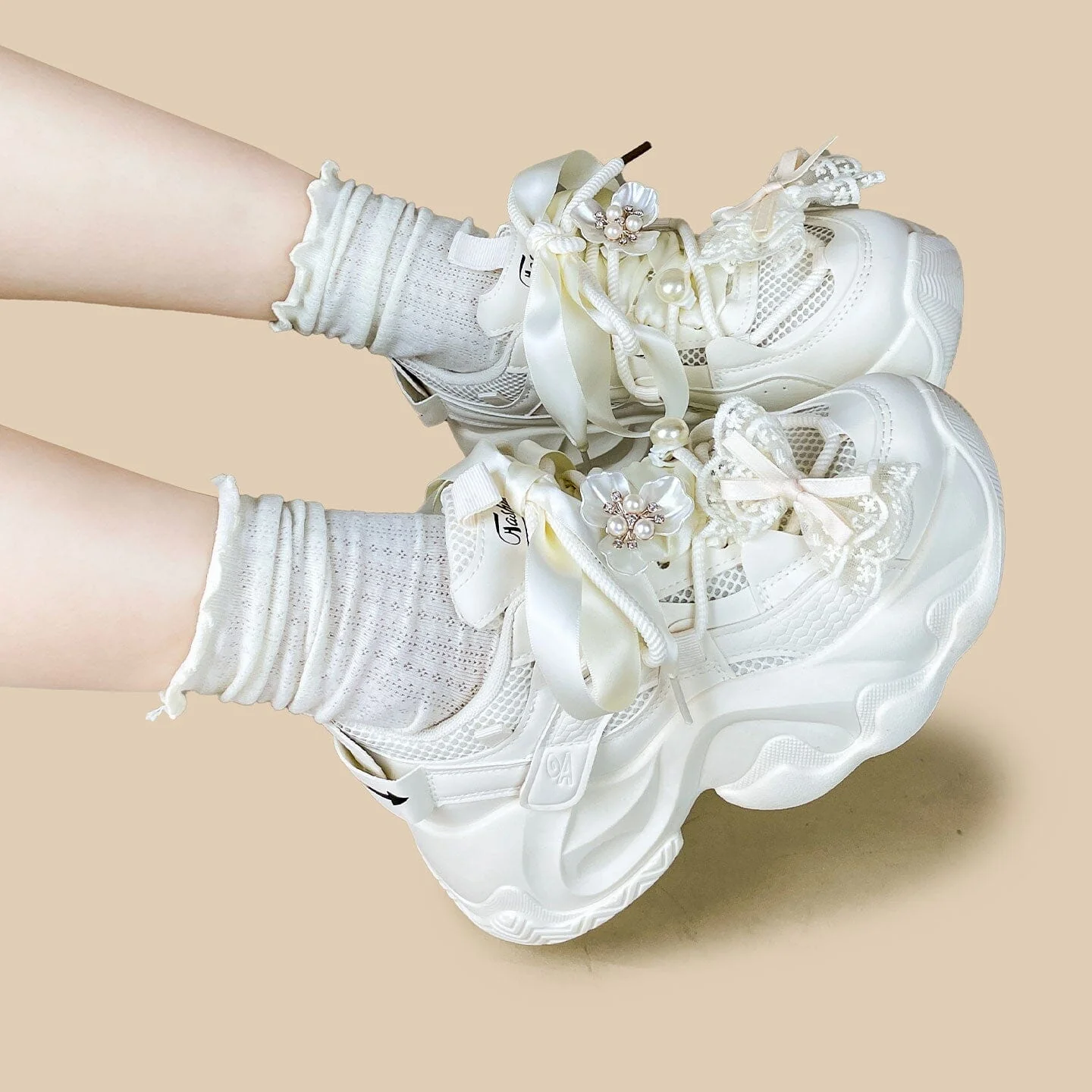 Coquette Pearl Cloud Chunky Sneakers - Unisex - Image 9